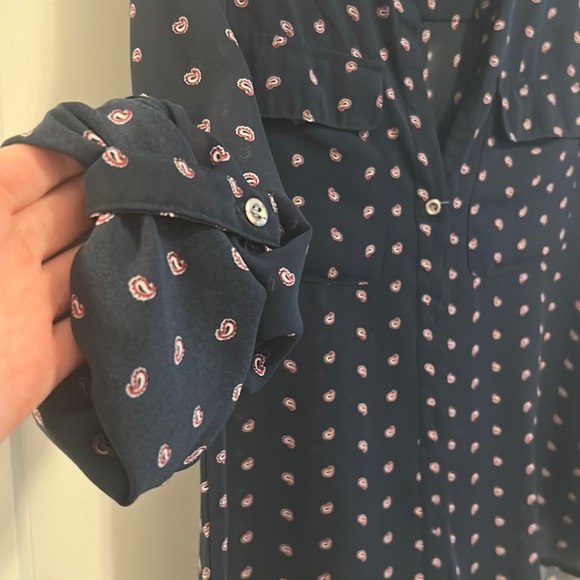 Charlotte Russe Blouse. Size S. Navy Blue with red/white pattern. - Picture 2 of 3